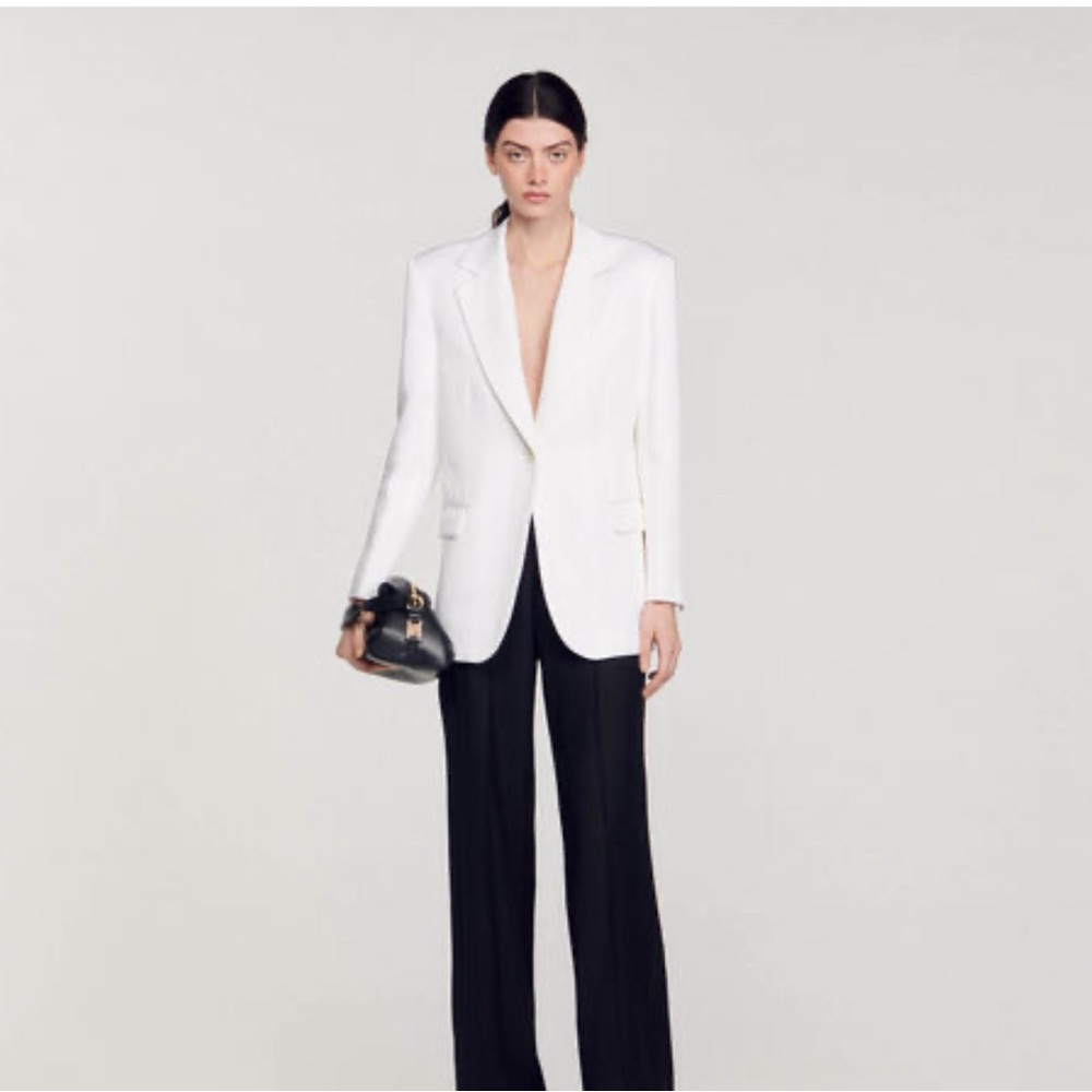 Sandro womens tailored jacket white size 38/us 6 nwt pristine